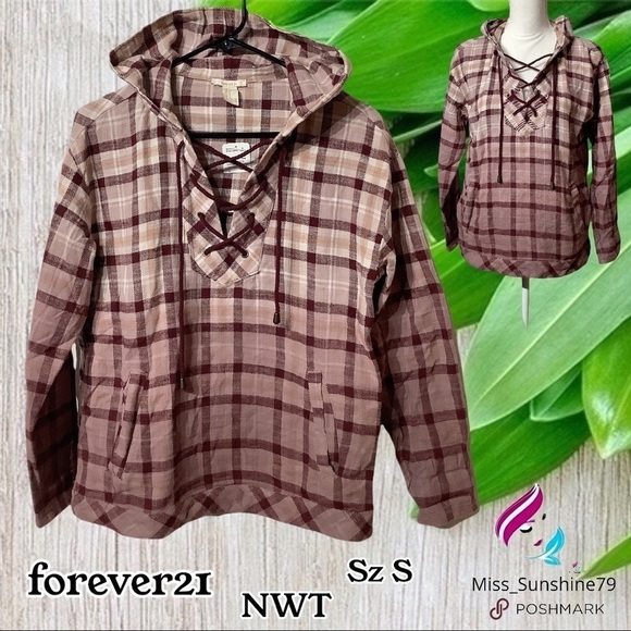 Forever21 NWT - Sz S - ombre purple pink hoodie flannel pullover 🥰 - Picture 1 of 11